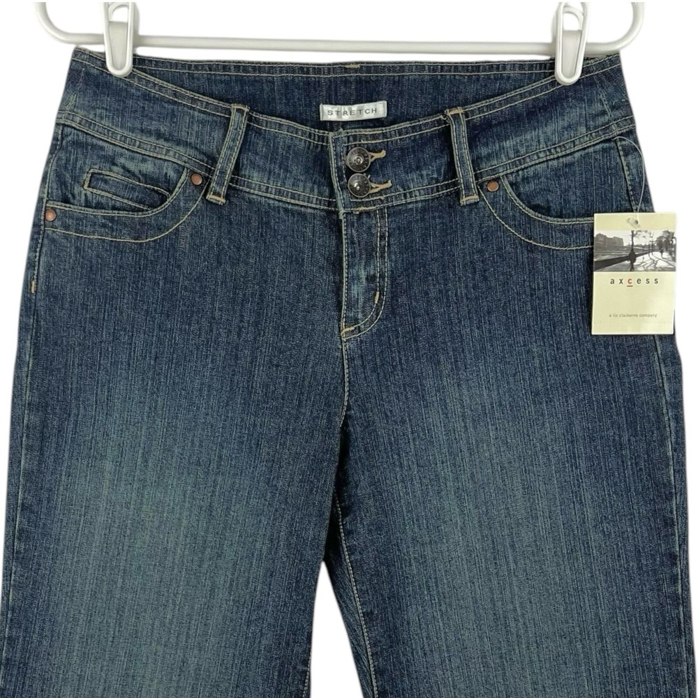 NWT Excess Women's Blue Denim Cropped Jeans Size 6 Stretch Mid Rise Tapered Leg